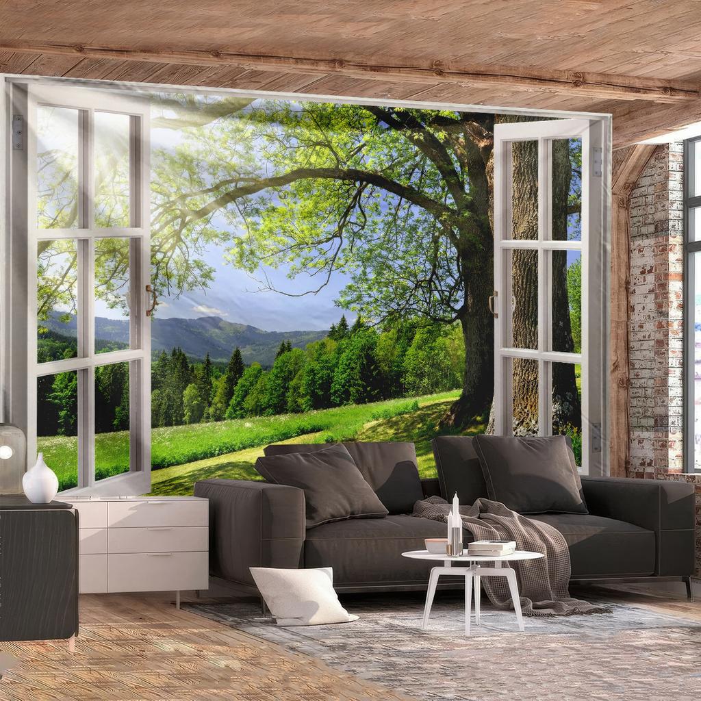 Window View Tapestry for Photography Background Fabric, Room Decorations Digital-printed Polyester Tapestries Living Rooms
