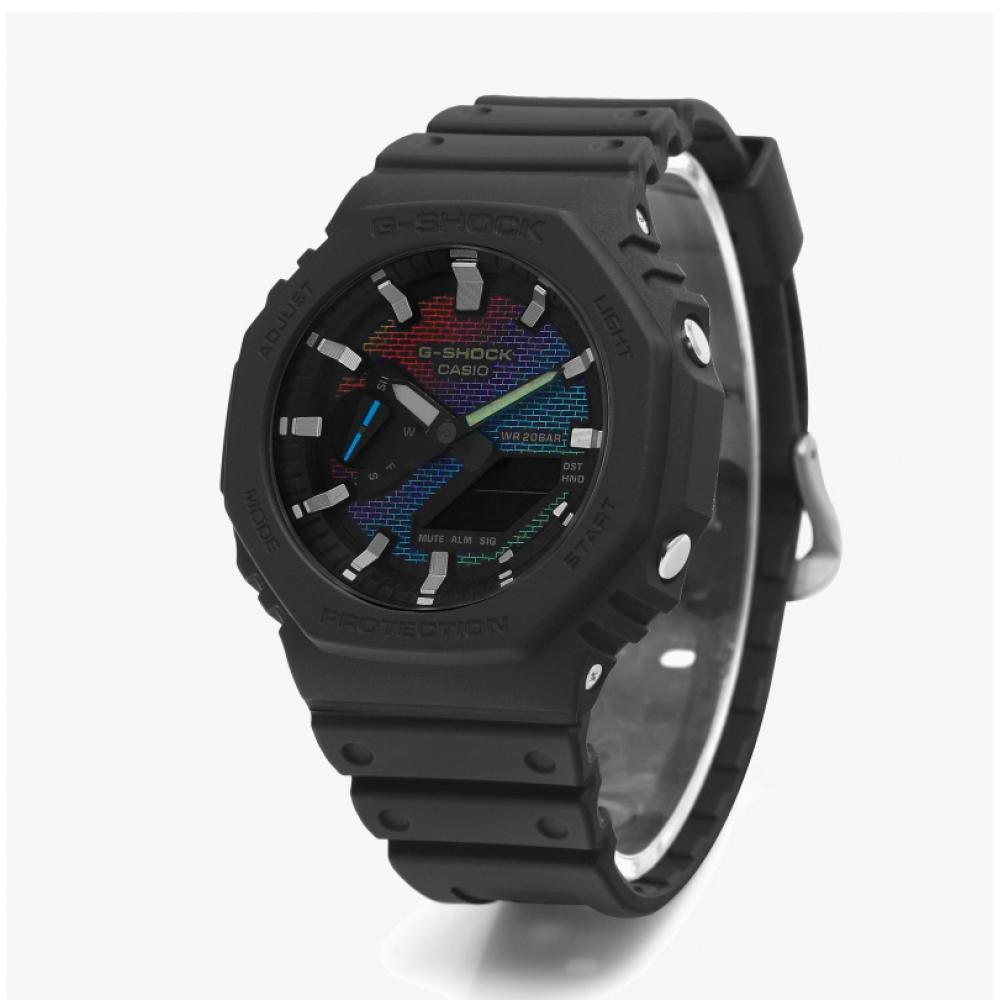 G Shock Ga 2100rw 1adr  Ga 2100rw 1a  biG Face diGital analoG octaGonal SportS Soldier Rainbow Men S Pu Watch