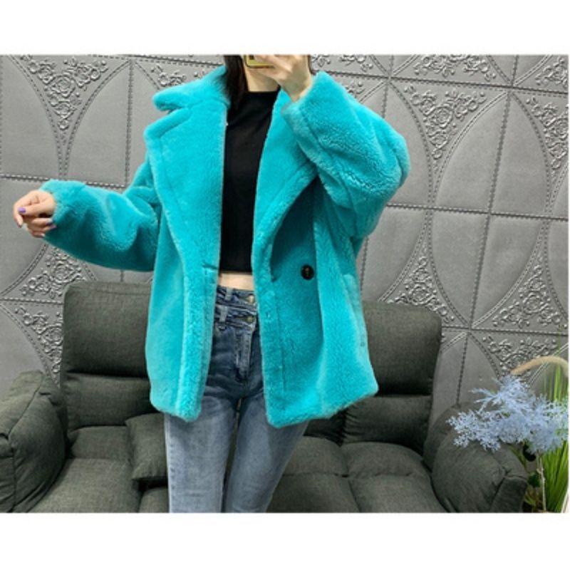 

New granular imitation lamb fur fur coat women s sheep shearing thickened warm short coat L тіффані синього кольору
