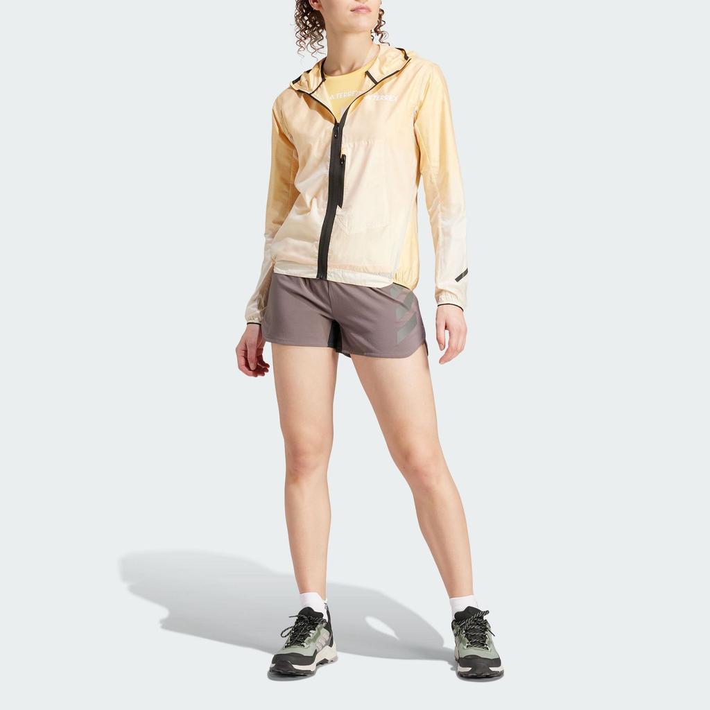 Adidas SS24 Terrex Series Outdoor Sports Hooded Zipper Slim Jacket Women Jacket Yellow IN2908