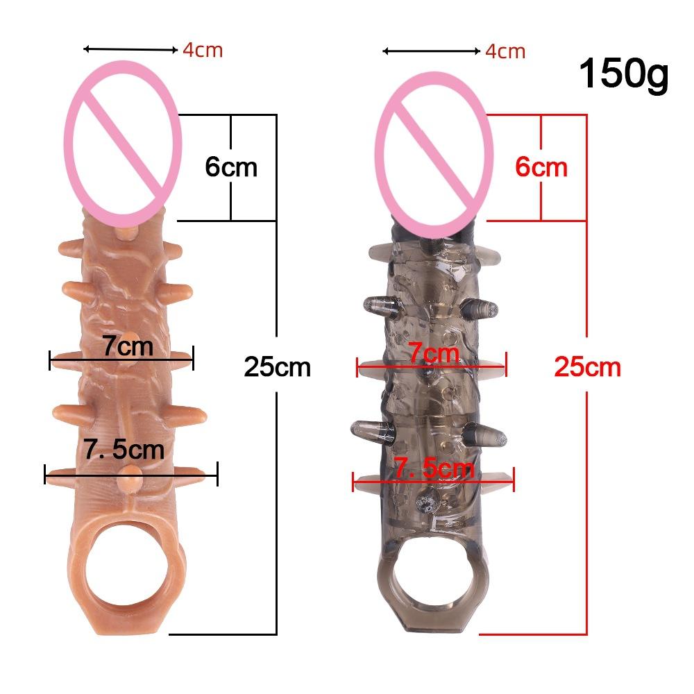 Simulation Penis Sets No. plus-Sized Barbed Exotic Condom Sex Toys Vibrating Penis Silicone Crystal Cover