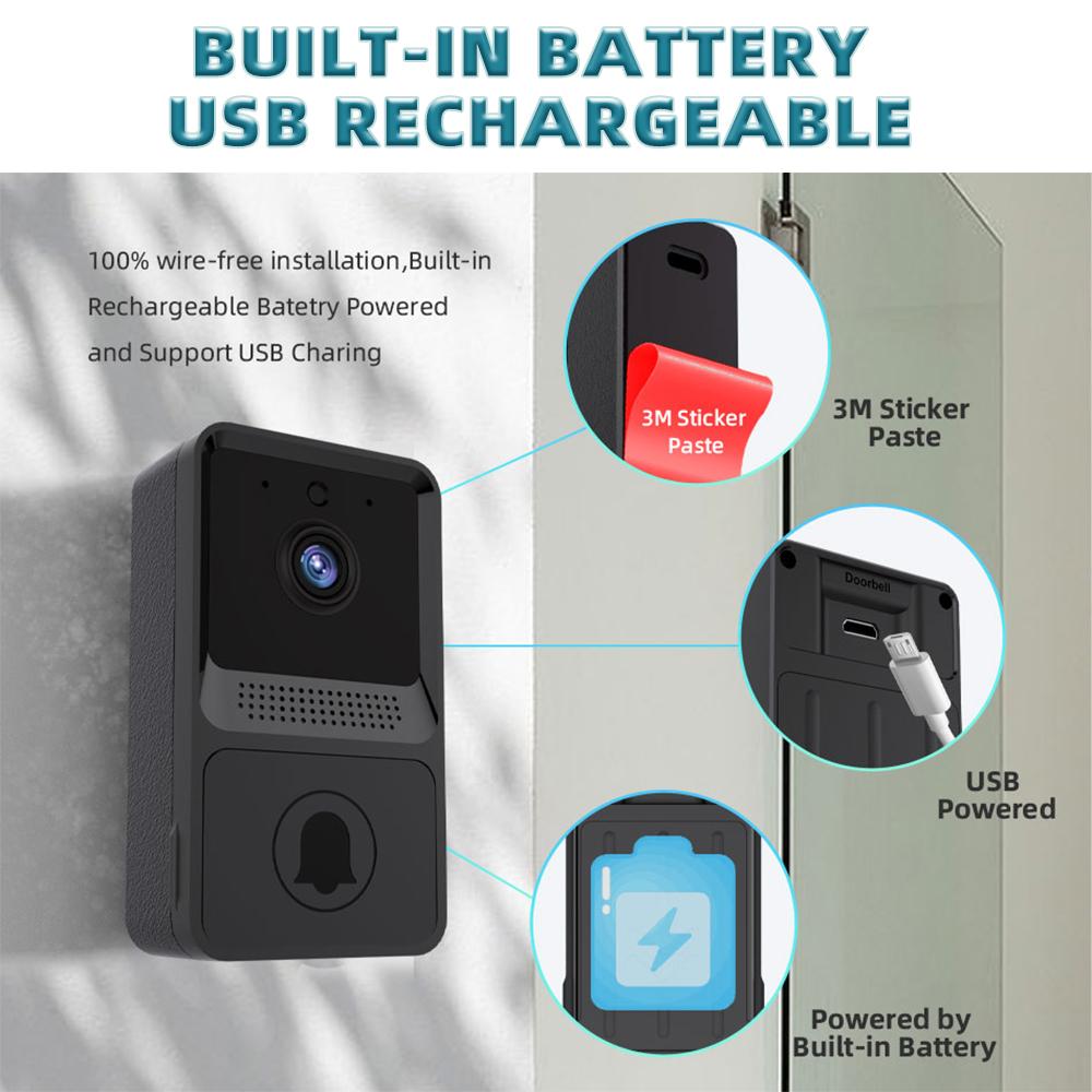 Wireless Doorbell IP65 Waterproof Smart Home Welcome Door Bell Range  Intelligent 2-way Audio Night Vision Battery Home Security