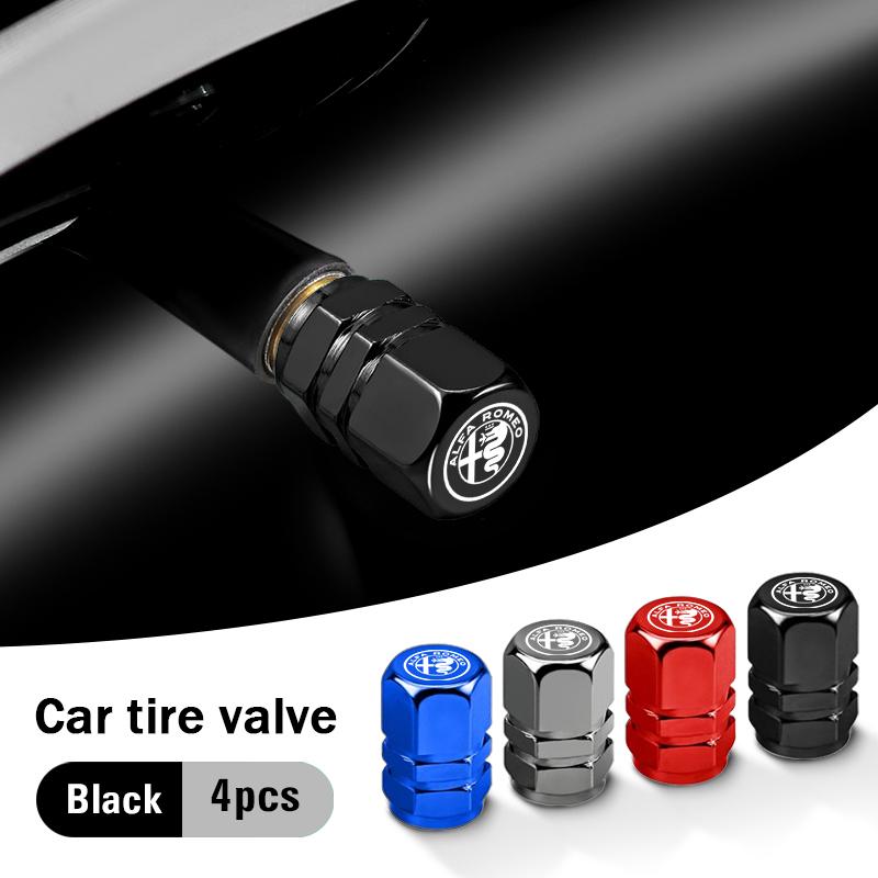 4Pcs Car Tire Valve Covers Aluminum Alloy Auto Accessories For Alfa Romeo Giulietta Mito 159 Giulia Stelvio 156 147 Tonale Brera Uln563