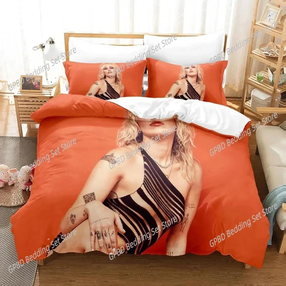 Singer Miley Cyrus Beding Set For Bedrom Soft Modern Bedspreads Comefortable Children Kids Soft Duvet Cover Comfortable Quilt Cover And Pilowcase