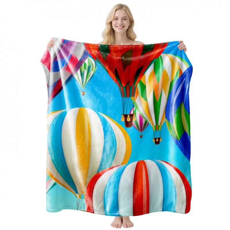 Soft Fleece Blanket With Starry Sky Print Camping Sofa Napping Air Conditioning Use Customizable Design