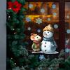 Cartoon Christmas Atmosphere Little Mouse Snowman and Snowflake Glass Door and Window Decorative Stickers