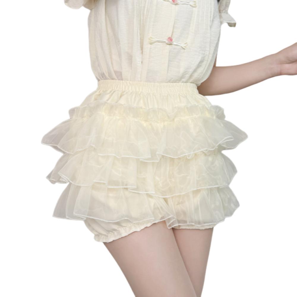 Anti Exposure JK Petticoat Elastic Tutu Puffy Skirt Comfortable Lace Pumpkin Pants Women