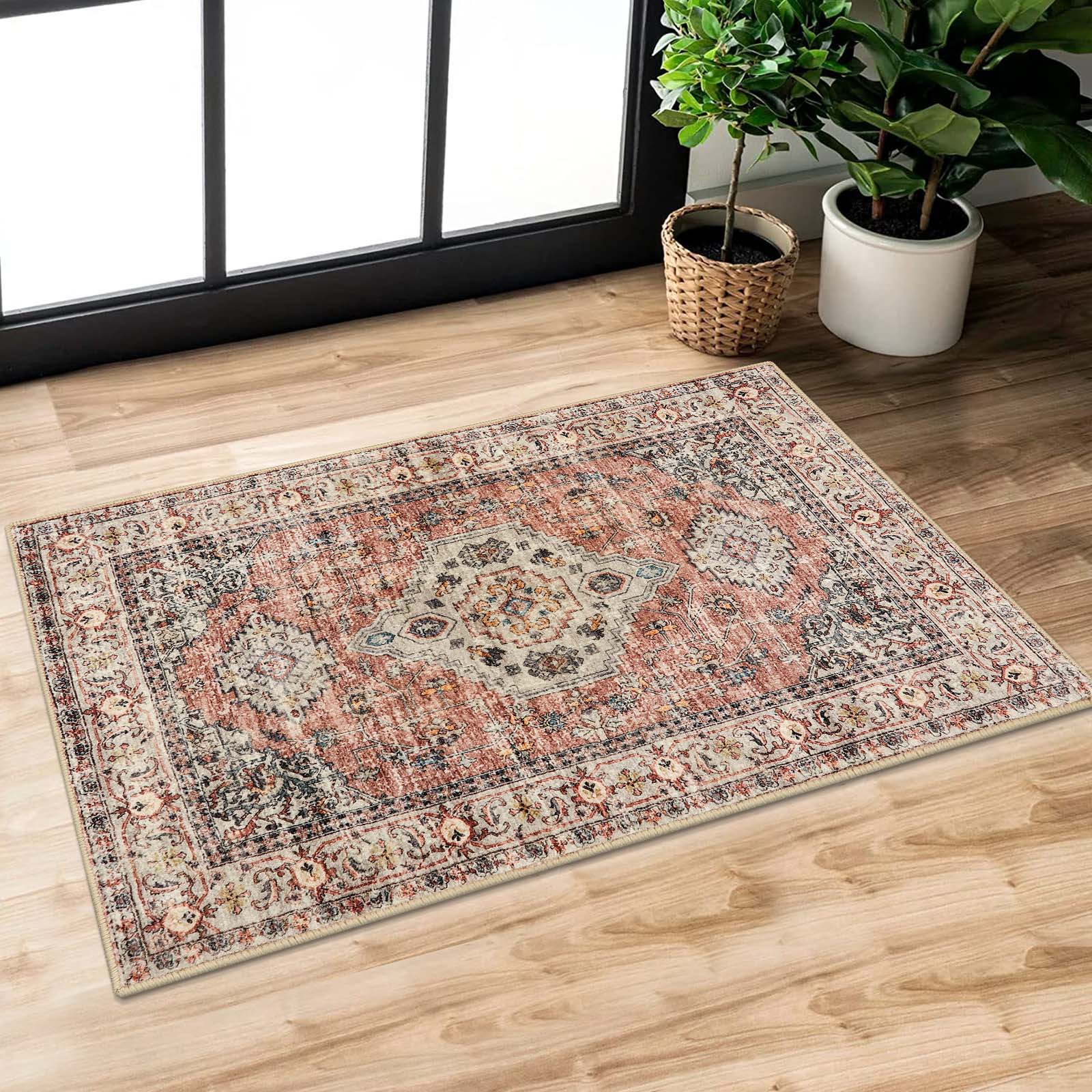 

Lahum Oriental Indoor Mat - Washable Indoor Entrance Rug Anti-slip Retro Bedroom and Bathroom Carpet, Home Decoration 40X60CM (1.3X2FT