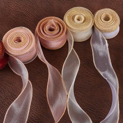 (10 Yards/Packung) 4cm Goldrand Wellenförmiges Garn Geschenkbox Bouquet Verpackungsmaterial Schleife Haaraccessoires Handgemacht DIY Dekoratives Spitze