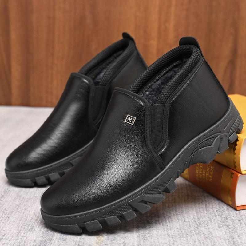 

Зимняя мужская обувь, мужская утолщенная и бархатная, мужская хлопковая обувь большого размера, на толстой подошве, нескользящая, теплая хлопковая обувь для мужчин среднего и пожилого возраста 39