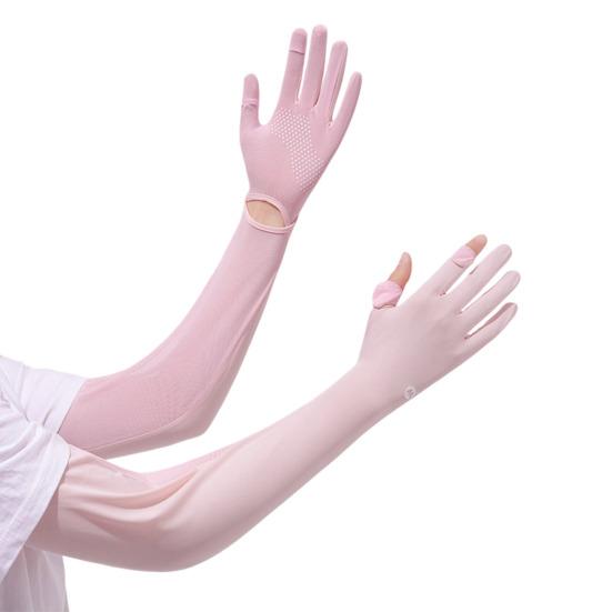 Sun Protection Long Gloves Cooling Arm Sleeves Anti-Slip Palm Full Finger UV Protection