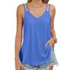 YYFS Women's Fashion Casual Summer Spring Solid Color Print Sleeveless V-Neck Blouses & Shirts