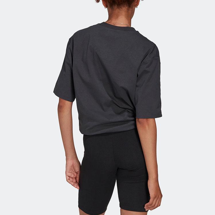 Adidas New Oversized T-Shirt With Logo Patch Women Tops Black HP1588