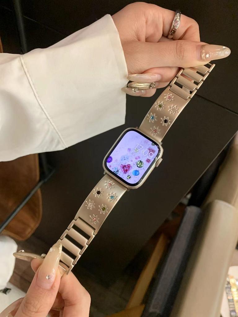 For Apple Watch Applewatchs10 Starlight Bracelet Strap Iwatch987 Generation Se Metal Diamond