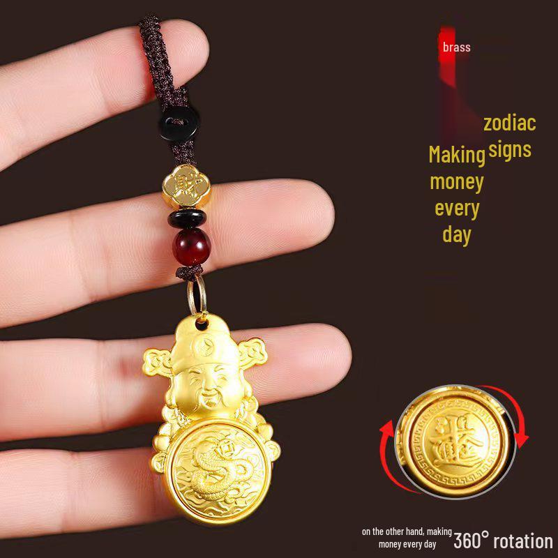 Zodiac Rotation Keychain: God of Wealth Pendant for Men & Women