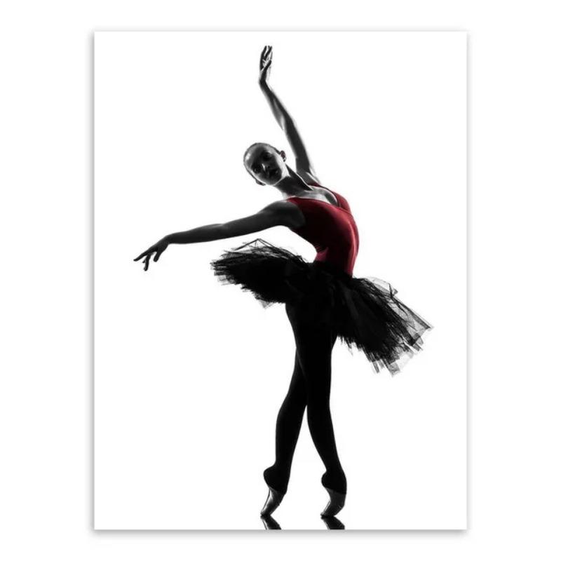 Modern Black White Ballet Dancer Canvas Painting Silhouette Beauty Girl Photo Art Prints and Posters Wall Art Pictures for Decor