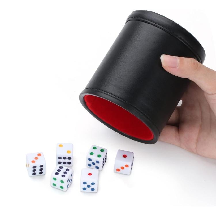 PU Dices Game Props Dices Shake Container PU Leather Supplies Dices Cup Bracket