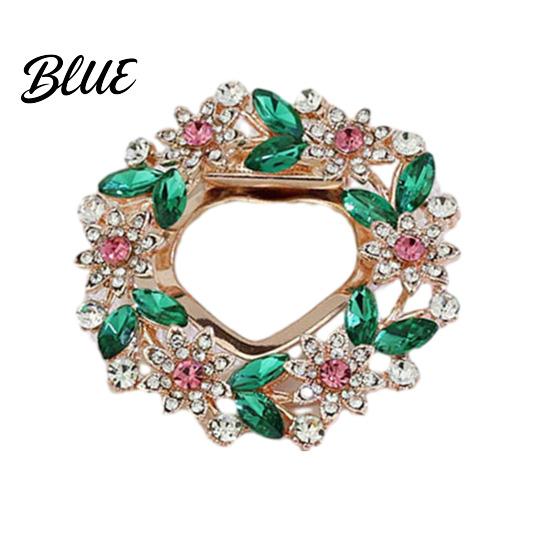 Wear-resistant Brooch Women Scarf Fastener Sparkling Rhinestones Leaves Flower Shape