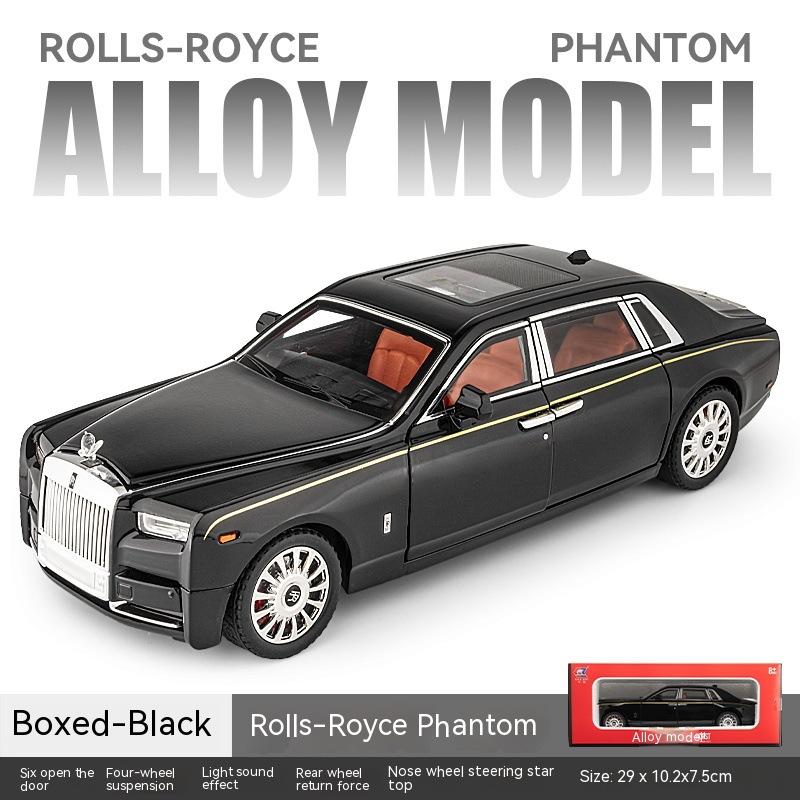 

1/18 Rolls-Royce Phantom Модель автомобиля, цинковый сплав, инерционная игрушечная литая машина со звуком и светом, реалистичная модель для моделирования Toy111 чёрный