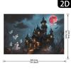 One Halloween party banner - Design featuring a haunted castle ghosts and a blood moonzyc
