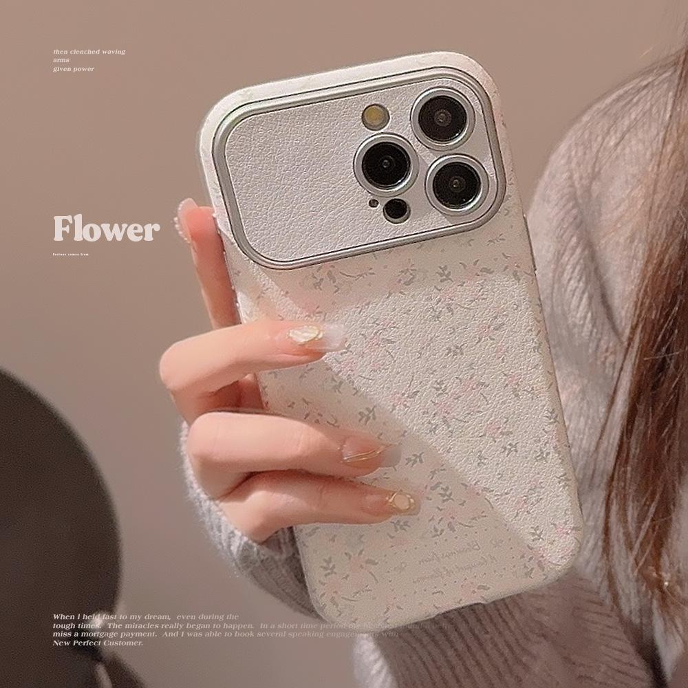 Sweet Little Florals Suitable for Apple 16 Mobile Phone Case 15promax Silver 11 Leather Iphone14 Small Fresh 12