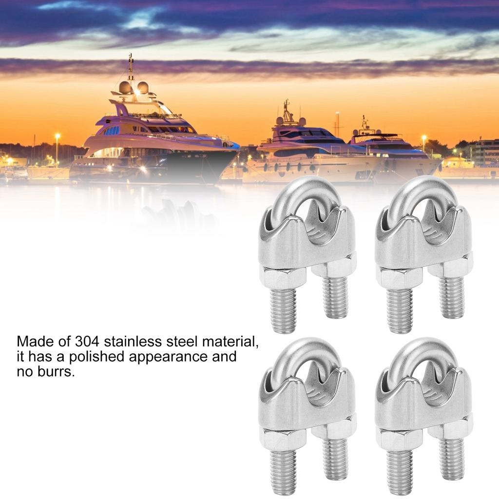 4pcs 9/16 Inch M14 Stainless Steel Wire Rope Cable Clip Clamp U Bolt Saddle Fastener