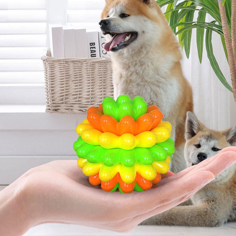 Interactive Dog Teething Ball Soft Rubber For Puppies Vibrant Colors Easy Maintenance For Backyard Fetch Fun