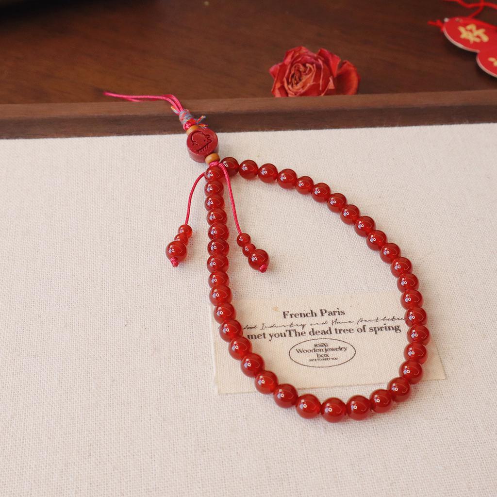 Natural Agate Cinnabar Pony Hand-Woven Bracelet Fashion Women Daily Jewelry Lucky Gift
