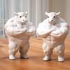 Creative Muscular Bull Sculpture with Crossed Arms, Whimsical Statue Home Office Desk Decor