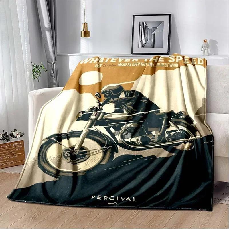3D retro motorcycle  area Printing Blanket,Fashion Soft Cozy Living room Bedroom Sofa Bed Travel Blanket Birthday Gift