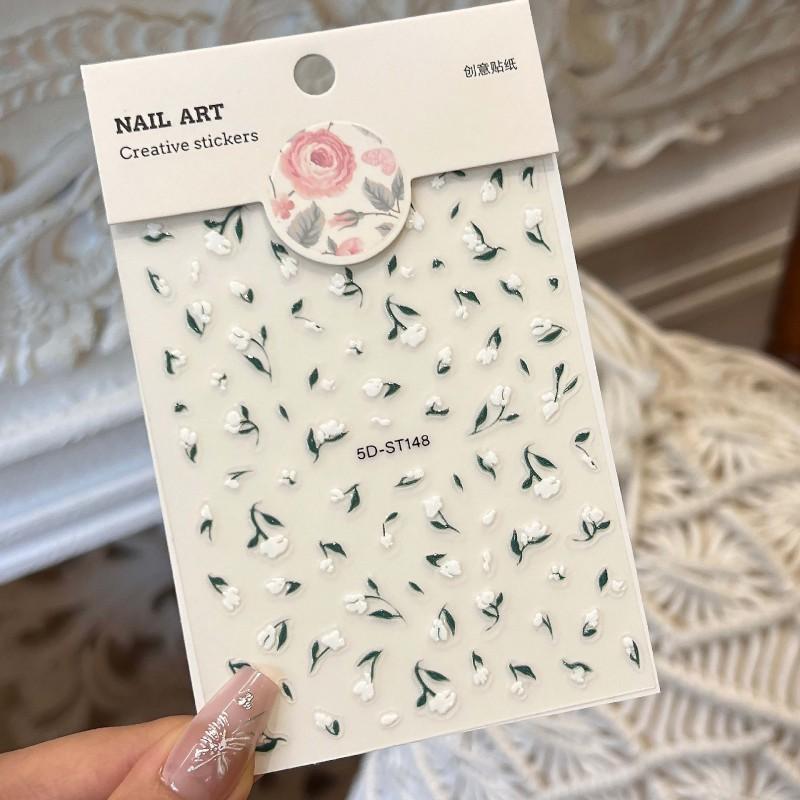 Small Fresh 5D Nail Stickers Embossed 3D Flower Daisy Ins