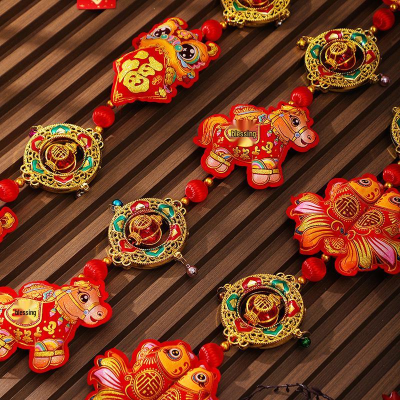2026 Spring Festival Ornaments: Lucky Bag & Double Fish Pendant with Red Lanterns