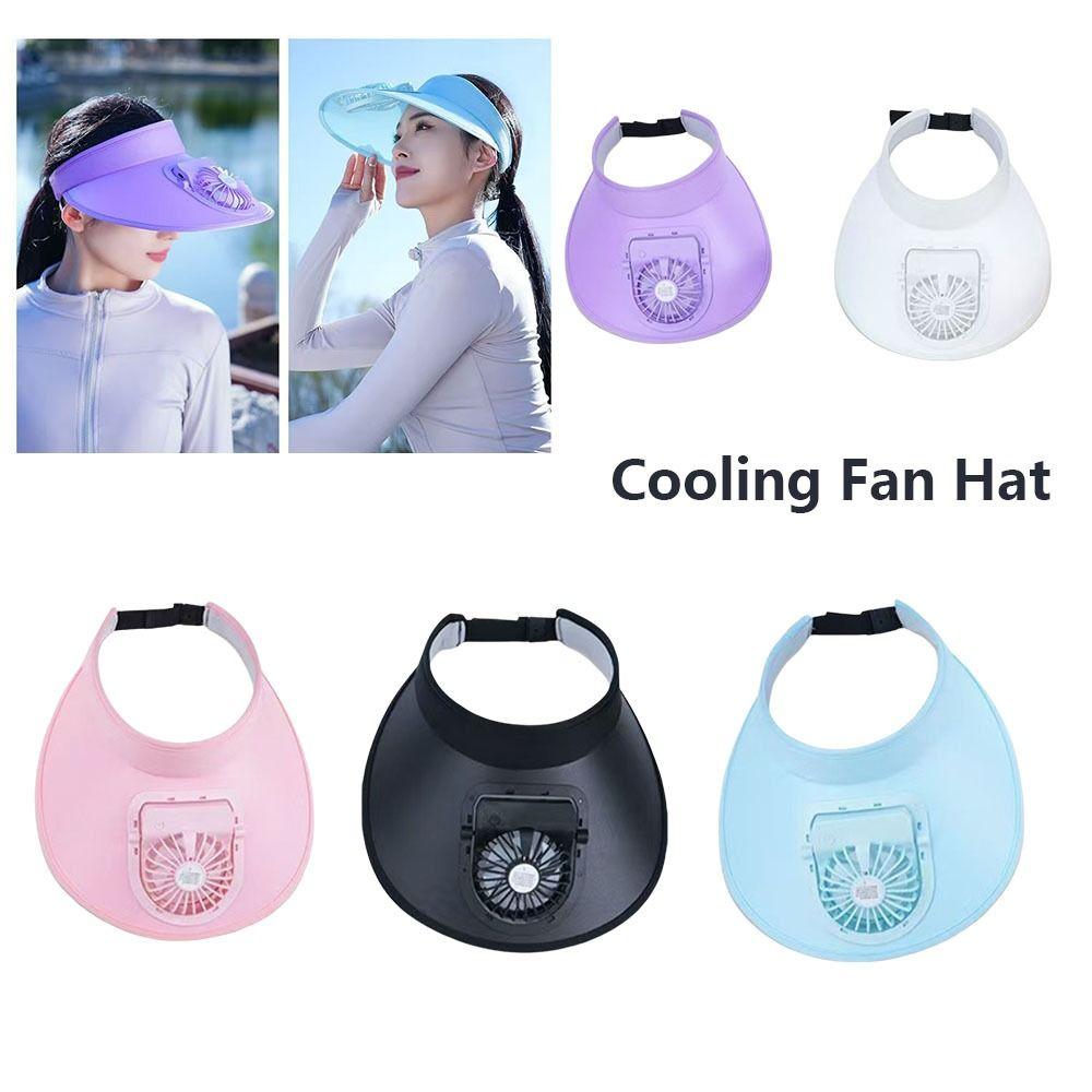 Atmungsaktiver Kühlventilator Hut USB Wiederaufladbar Damen Sonnenhut Leerer Oberteil Sonnenschutzmütze Angeln Camping