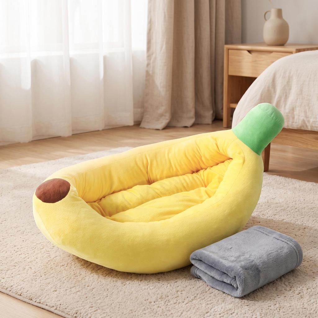 Banana Cat Bed Cute Banana-Shaped Washable for Kittens