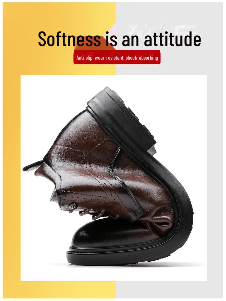 Men's High Top Business Formal Leather Shoes - Warm Winter Non-Slip Wool Velvet Lined
