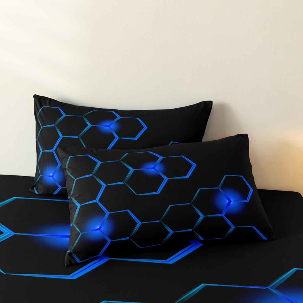 3Pcs Geometric Art Geometry Print Duvet Cover Set, Stylish Honeycomb Motifs Bedding, For Bedroom Dorm Hotel And Household Use