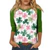 Women's  St. Patrick's Day Print Round Neck Three-Quarter Sleeve Top