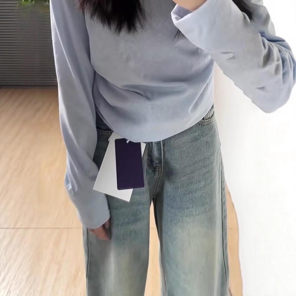 Women's High-Waisted Retro Wide-Leg Jeans - Loose, Slimming, Petite, Plus-Size, Floor-Length for Spring & Autumn