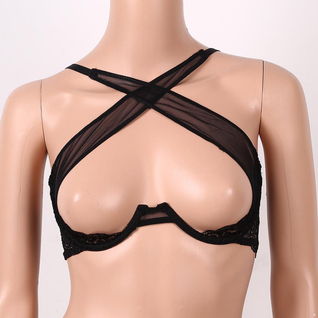 Dámská květinová krajka Bralette Open Front Crop Tops Kostice Bustier Bralet Top