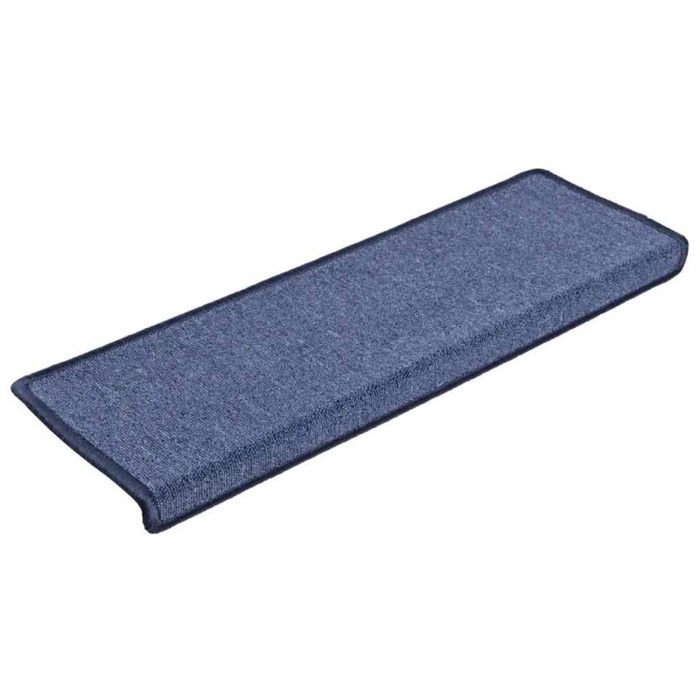 VidaXL Tapis d'escalier 30 pièces 65 x 21 x 4 cm Bleu Bord rectangulaire 3365772