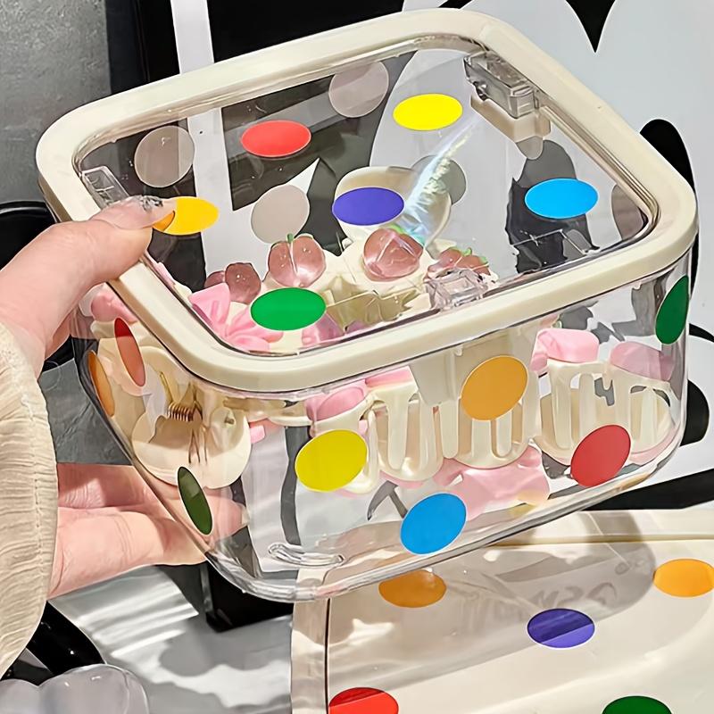 Prickig Dekorativ Håraccessoarer Organizerlåda med Genomskinligt Lock Flerfack Hållbar Plastförvaring för Hårband, Hårband, Smycken