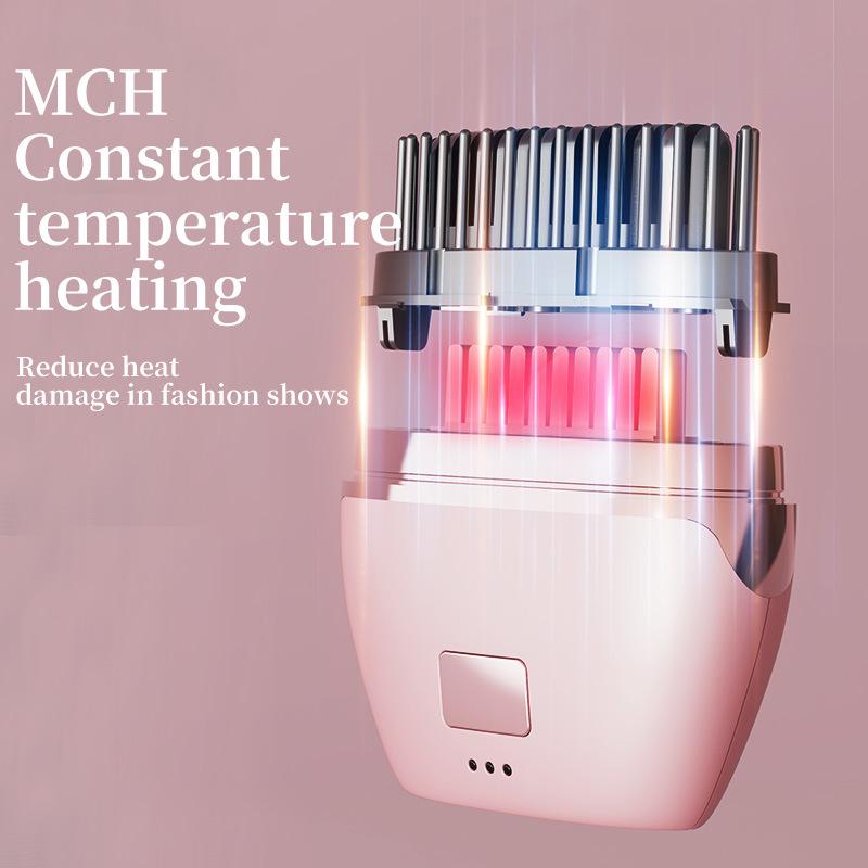 Mini Wireless Ionic Hair Straightening Brush - Rechargeable Portable Straightener & Styling Comb for Travel, Anti-Frizz & Smoothing Hair Care Tool