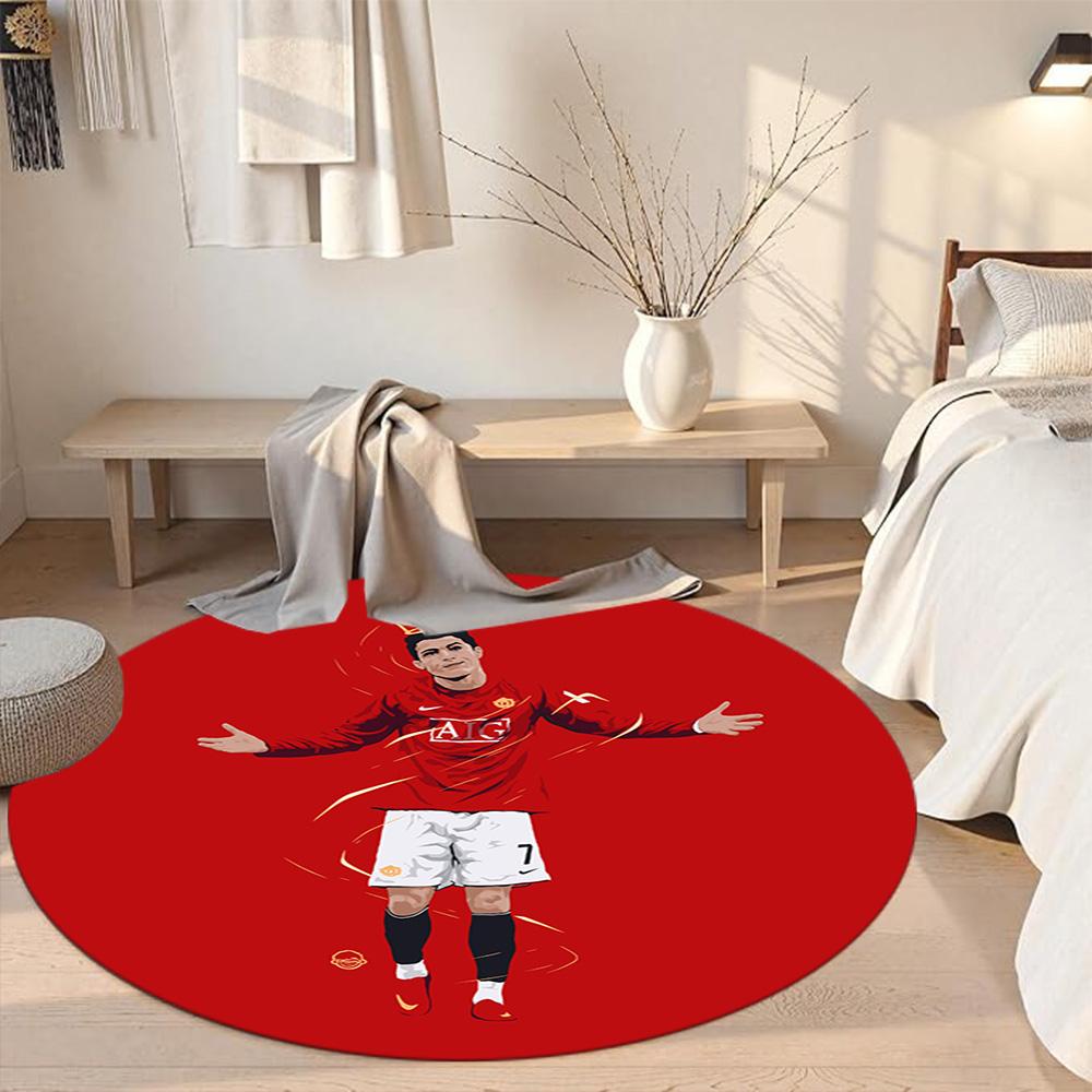Cristiano Ronaldo Round Carpet Perfect for Balcony Bedrooms Outdoor Game Room Anti-slip Round Rug Decorate Offices Birthday Christmas Gift