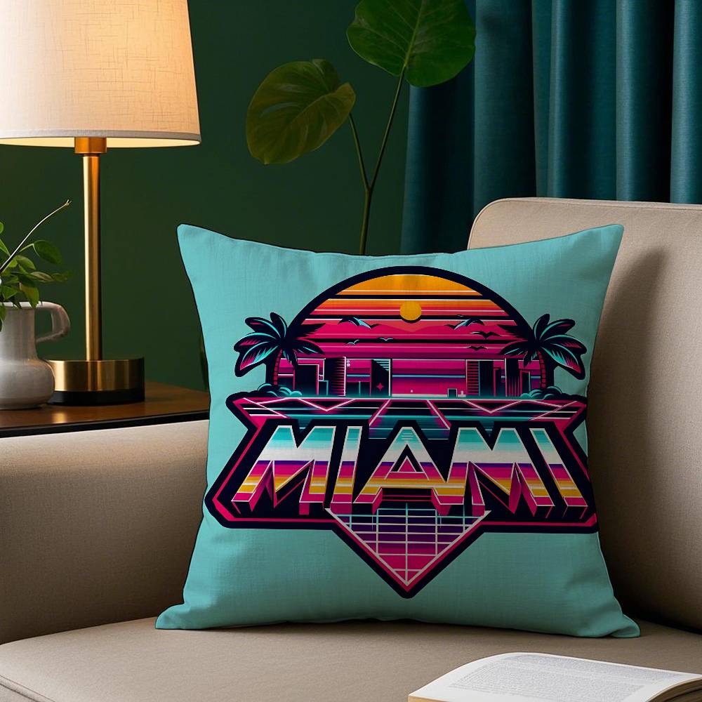 

M-Майами Вайс Наволочка для подушки Короткий плюш Принт Наволочка для подушки Квадратные наволочки для дивана Домашний декор 12x12Inch