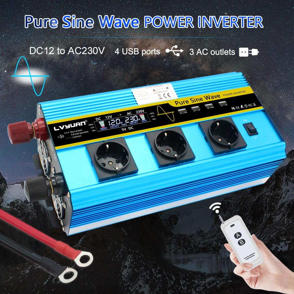 Buy Pure Sine Wave power inverter DC 12V/24V to AC 220V 230V LCD ...