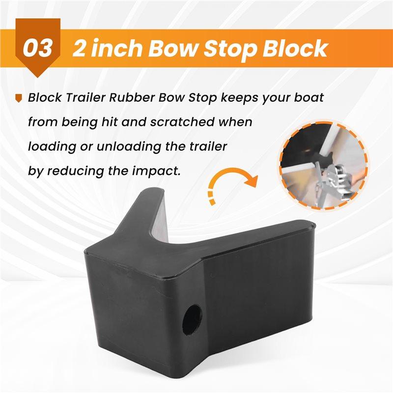 ABXV-V-Style Boat Trailer Bow Stop Block Trailer Rubber Bow Stop Non Marking Mounting Hole 2 Inch Width 4 Inch V-Span
