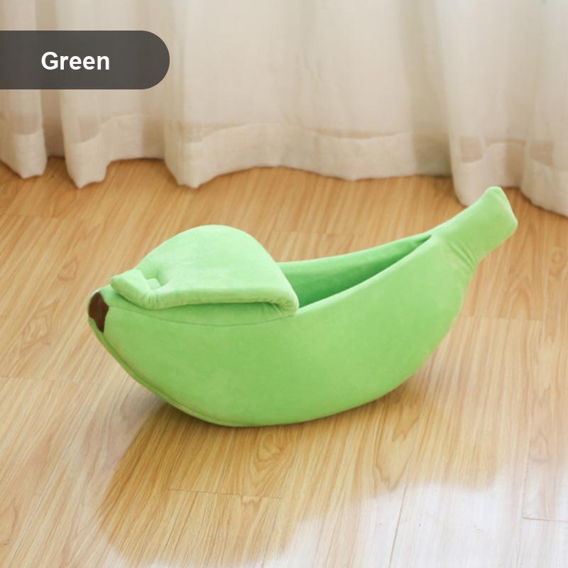 Winter Pet Banana Shape Warm Cat Bed Dog House Semi-Enclosed Pet House Hamster Bed Sleeping Mat