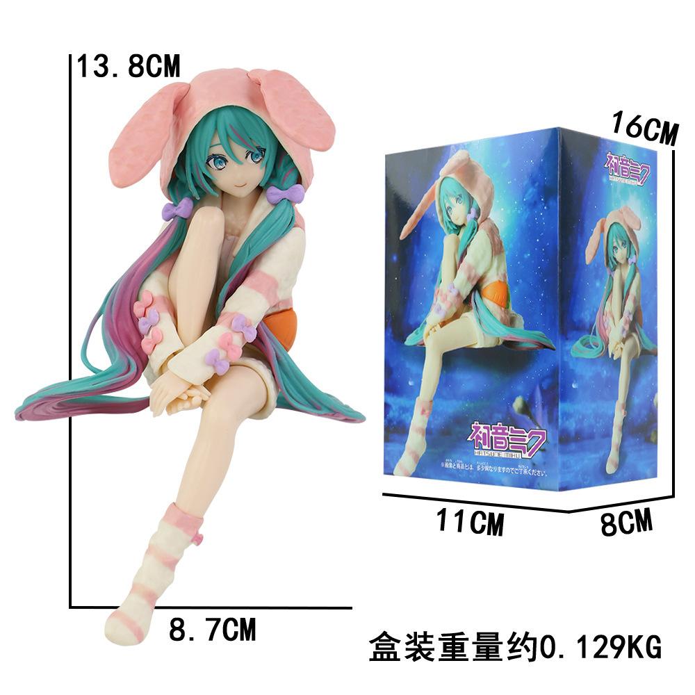 14cm Hatsune Miku Anime Anime Action Figure Rabbit Ear Pajamas Model Toy Toy PVC Collection Ornaments Decoration Gifts