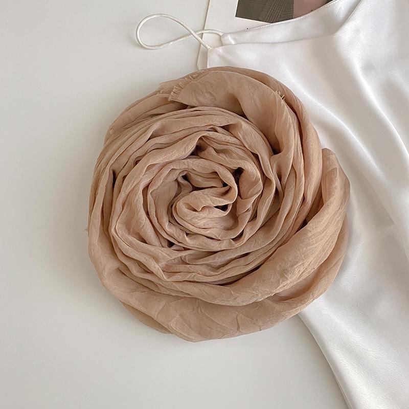 Thin Women's Desert Shawl Color Winning Cotton and Linen Beige Versatile Scarf Xinjiang Travel Sunscreen Scarf