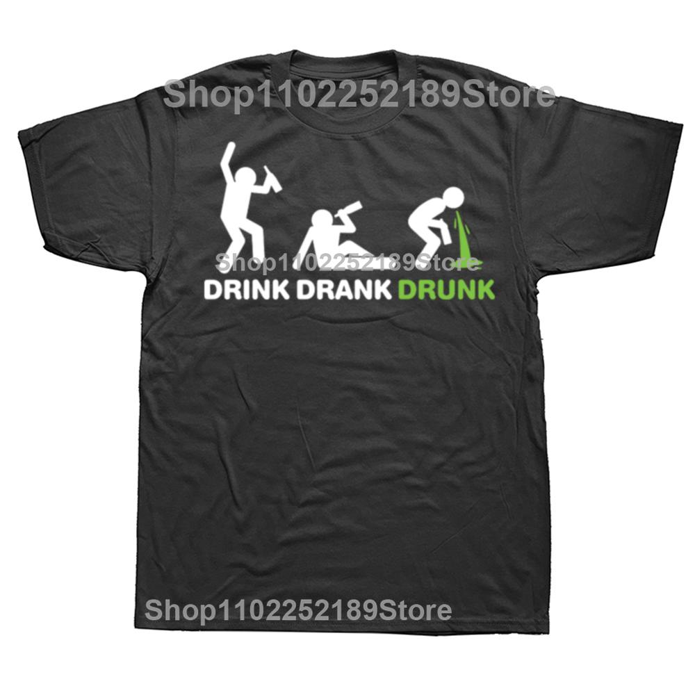 Funny Evolution of Drinking Graphic T-shirts Men Women's Fashion Casual Tshirt 100% Cotton Loose Oversized Beer Alcohol T Shirt